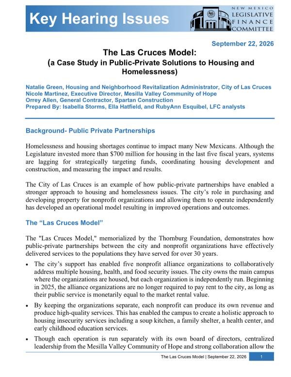 The Las Cruces Model: A Case Study in Public-Private Solutions to Housing and Homelessness