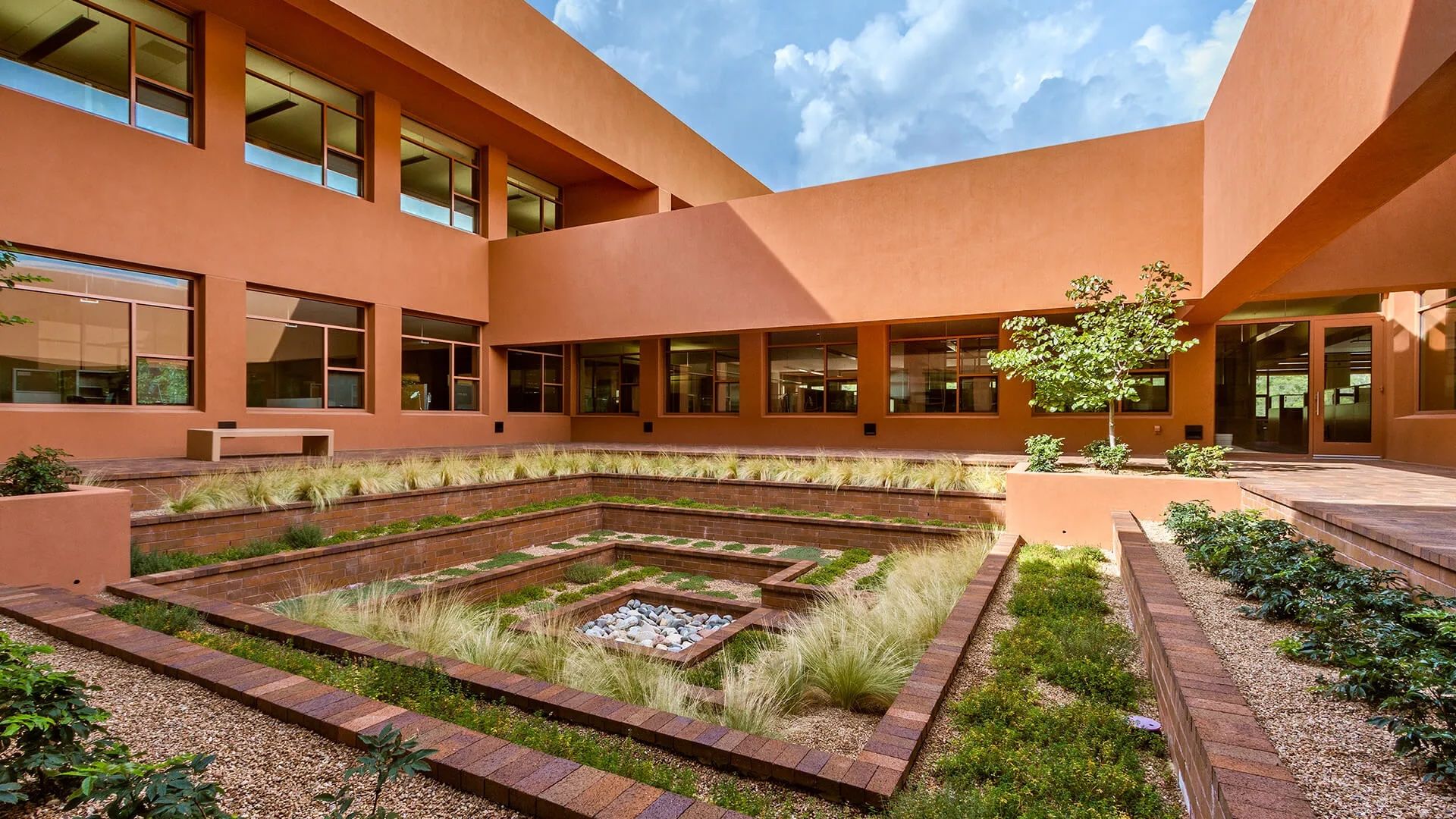 The Thornburg Foundation office courtyard in Santa Fe, New Mexico