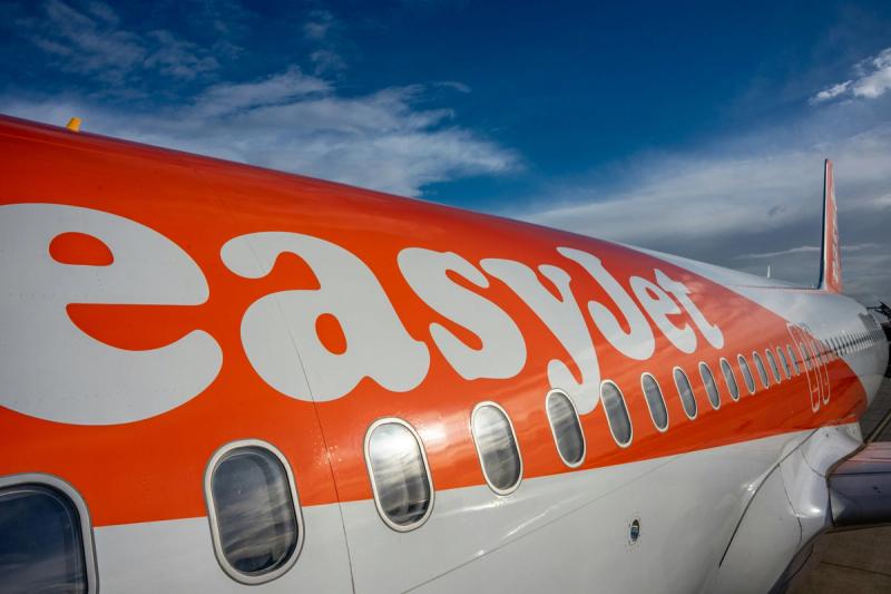 Easyjet plane sat on the airport apron