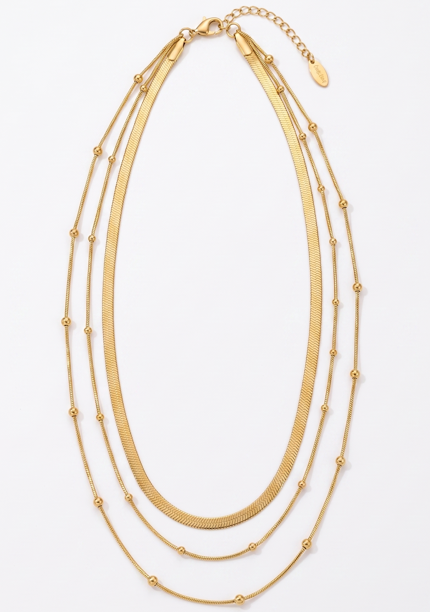 Elegant 3-Layered Anti-Tranish Gold Necklace — alternate view
