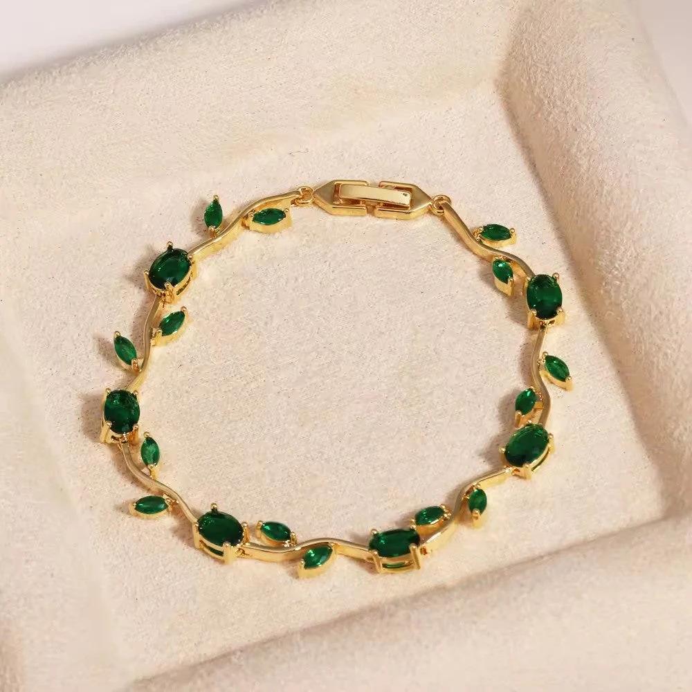 Tulip Green Crystal Braclet 