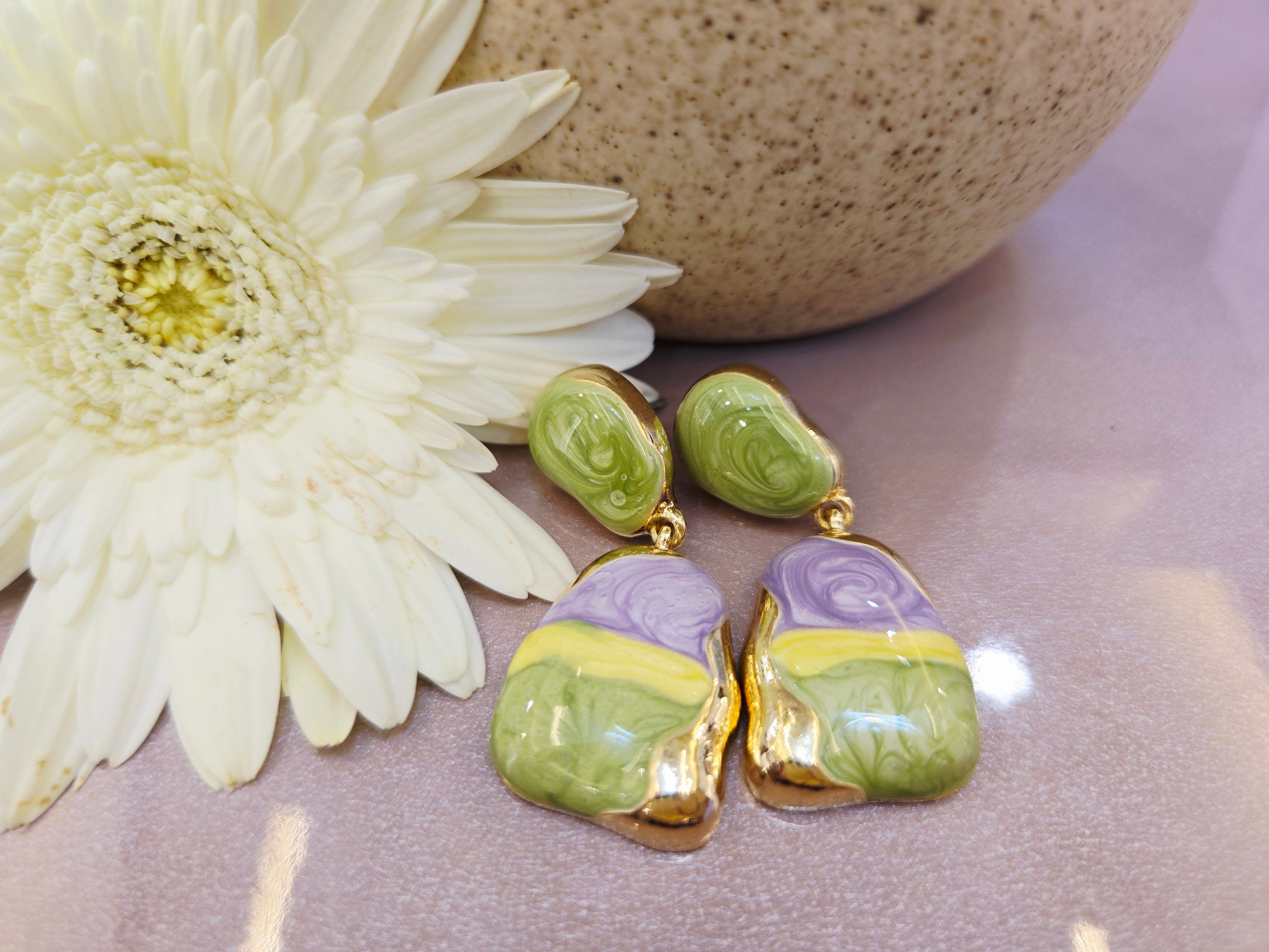 Pastel Enamel Statement Earrings — alternate view