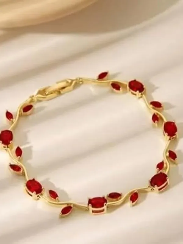 Tulip Maroon Crystal Braclet