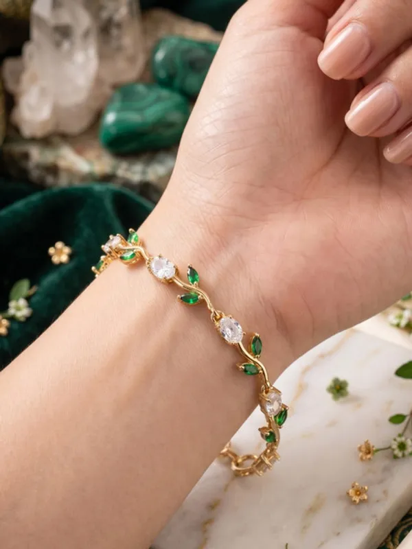 Tulip White and Green Crystal Braclet