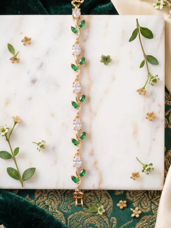Tulip White and Green Crystal Braclet — alternate view