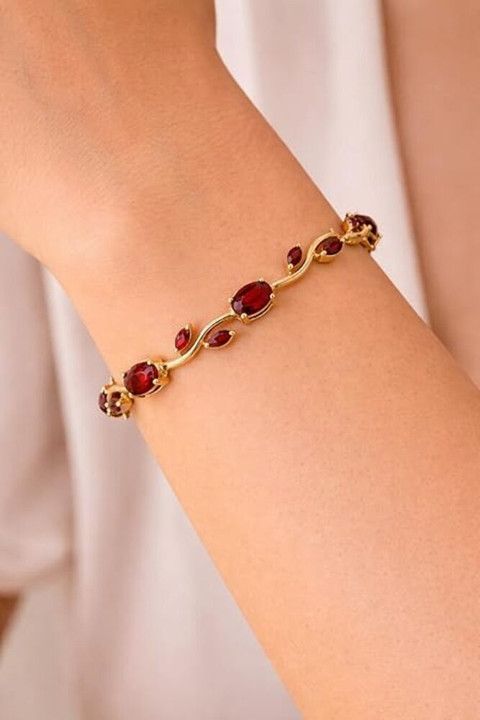 Tulip Maroon Crystal Braclet — alternate view