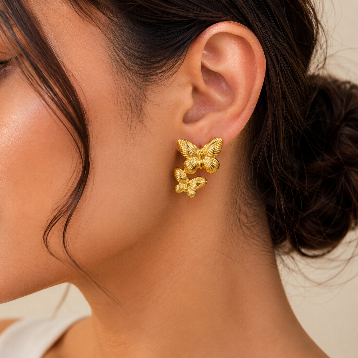 Graceful Dual-Butterfly Earrings — alternate view