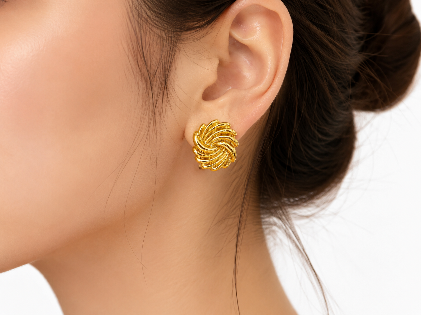 Gold Swirl Stud Earrings — alternate view