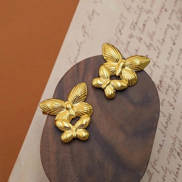 Graceful Dual-Butterfly Earrings