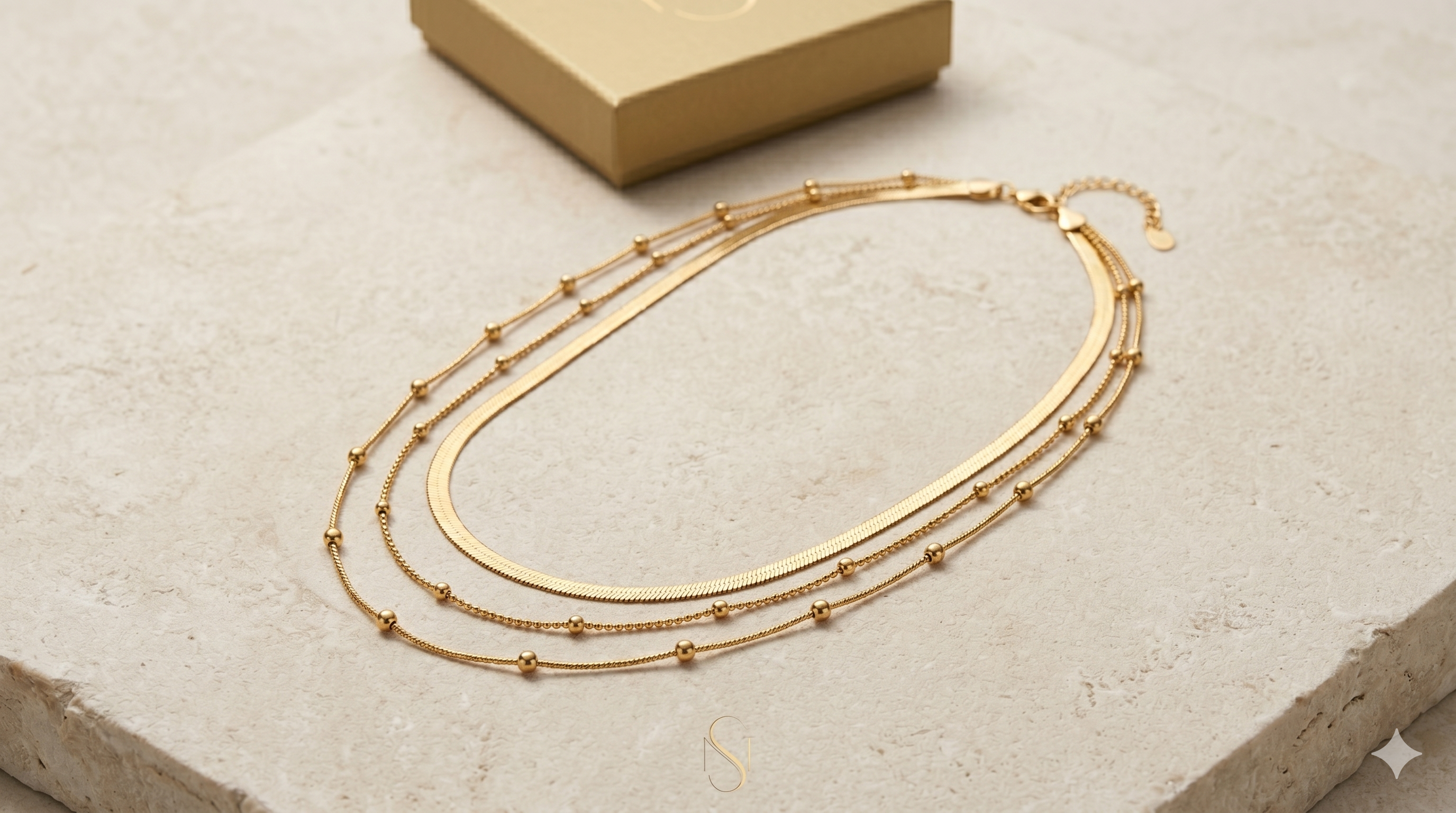 Elegant 3-Layered Anti-Tranish Gold Necklace