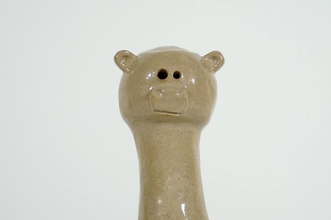 detail of ceramic Pig Bear Cow by Jen Wohlner