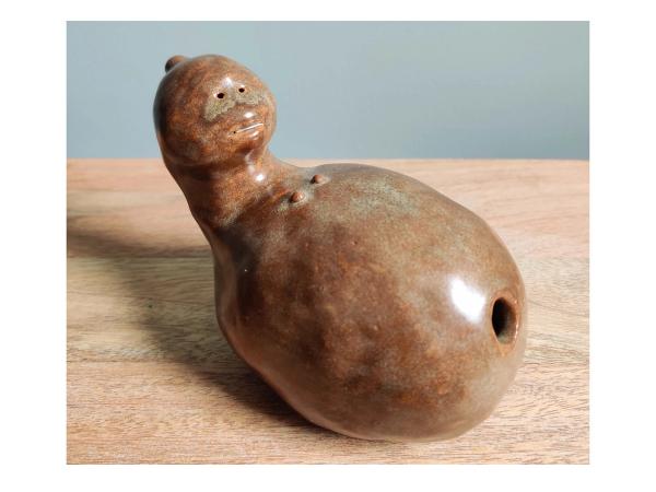 ceramic Lil Guy with a Bun, a Front Hole and Nipples