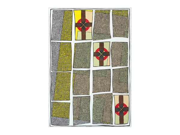 pen and colored pencil drawing Three Crosses by Jen Wohlner