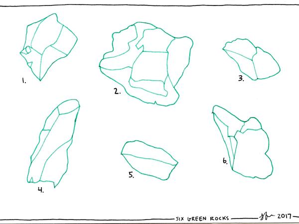 Six Green Rocks drawing