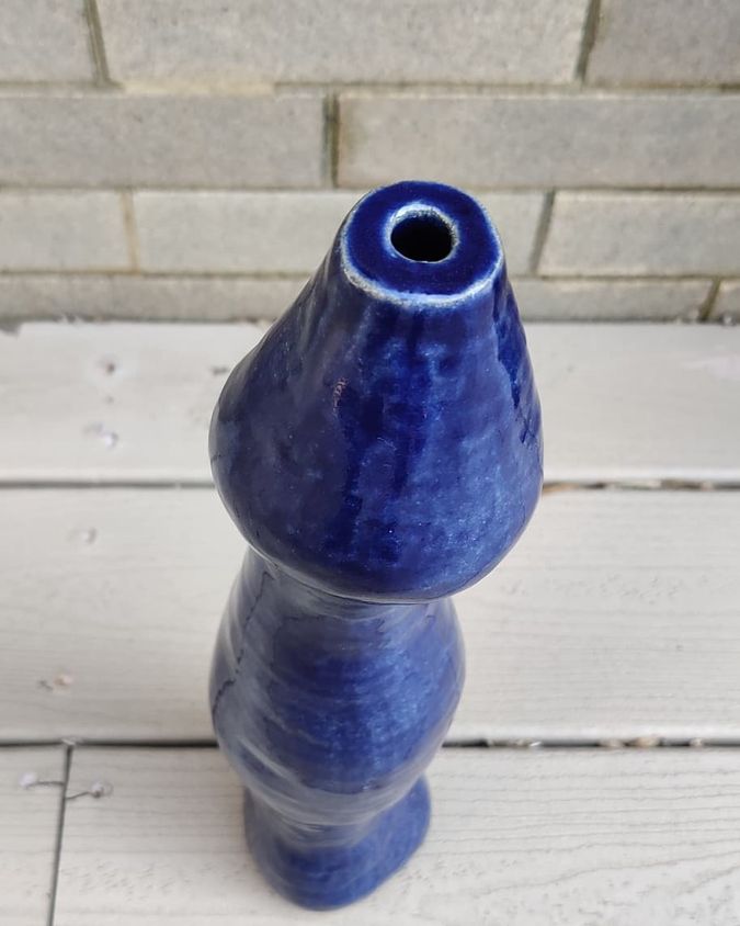 ceramic Blue Vase for a Butthole