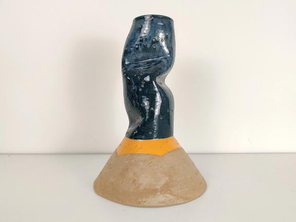 ceramic Untitled Vase (denim and orange)