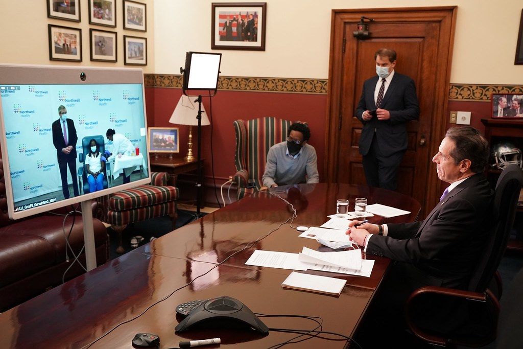 Governor Cuomo on a digital call