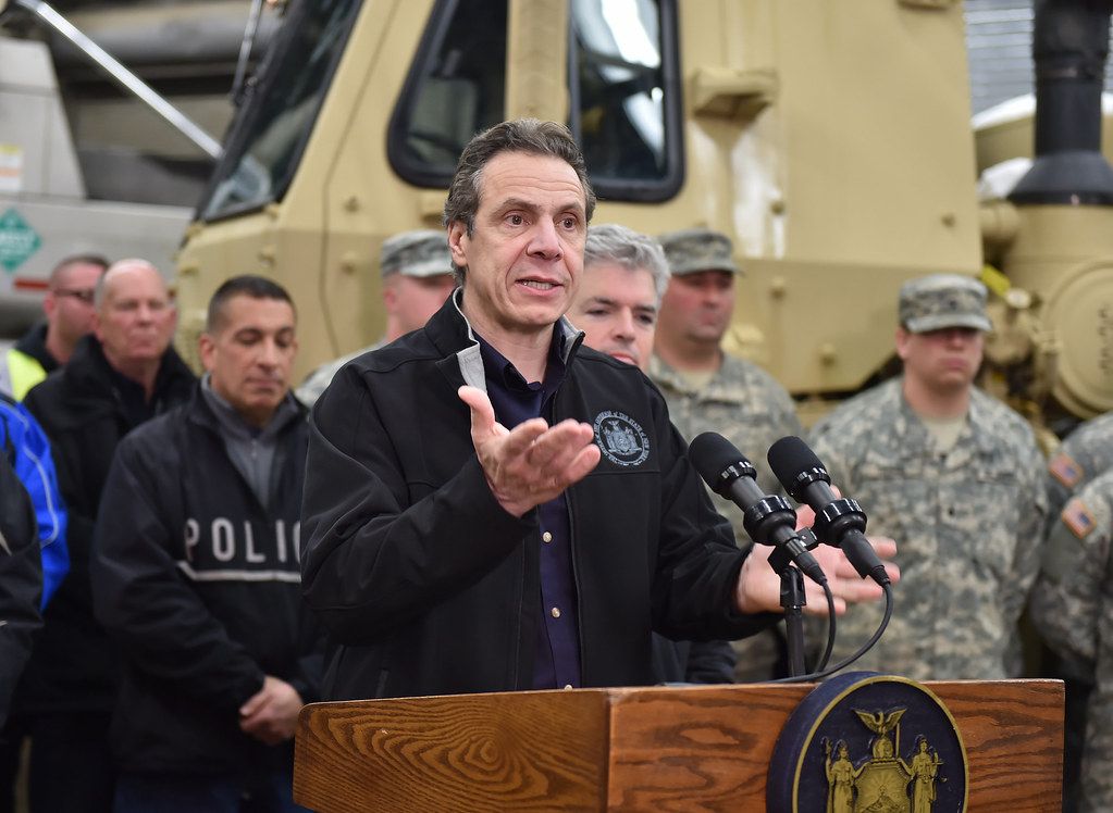 Governor Cuomo Holds Storm Briefing in Suffolk County