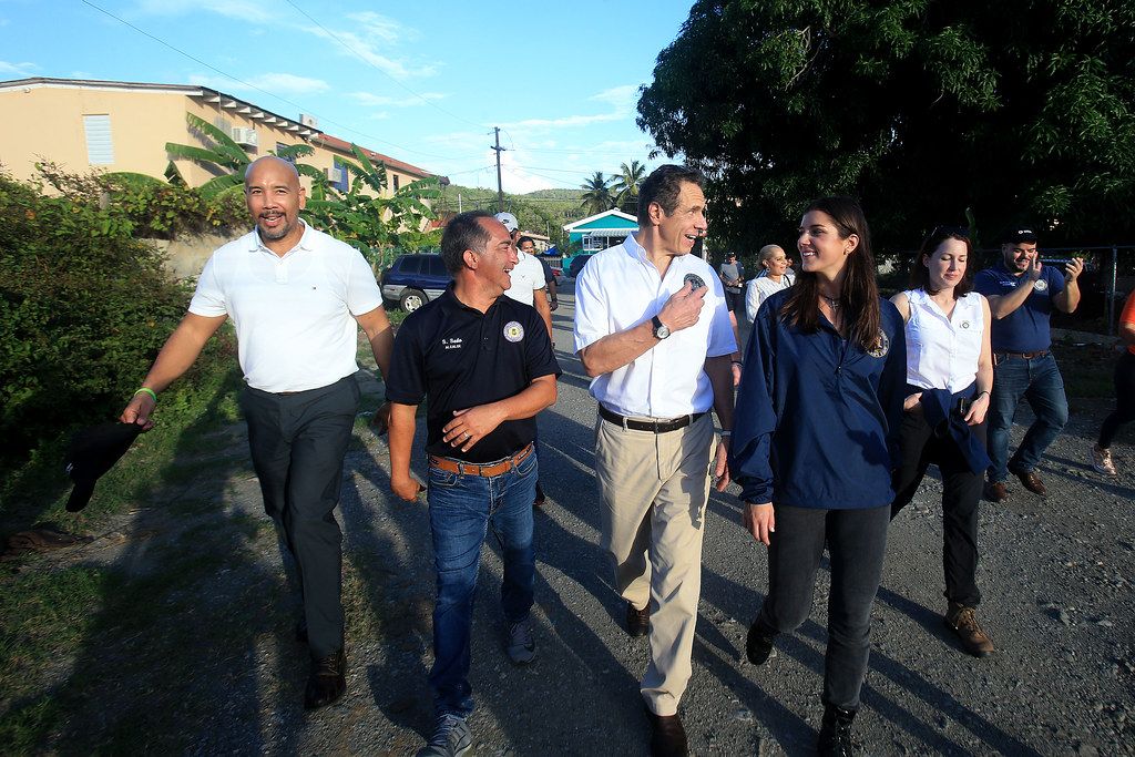 Guánica, Puerto Rico.  New York Governor Andrew M. Cuomo visits Barrida Esperanza with the Mayor of Guánica, Santos Seda.