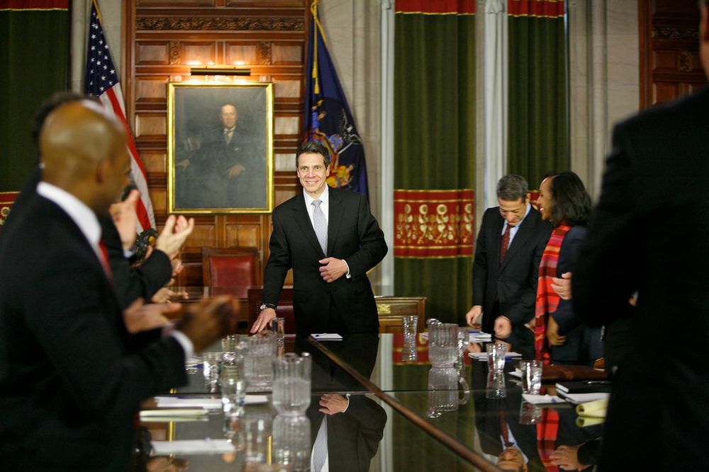 Cuomo at an executive cabinet meeting