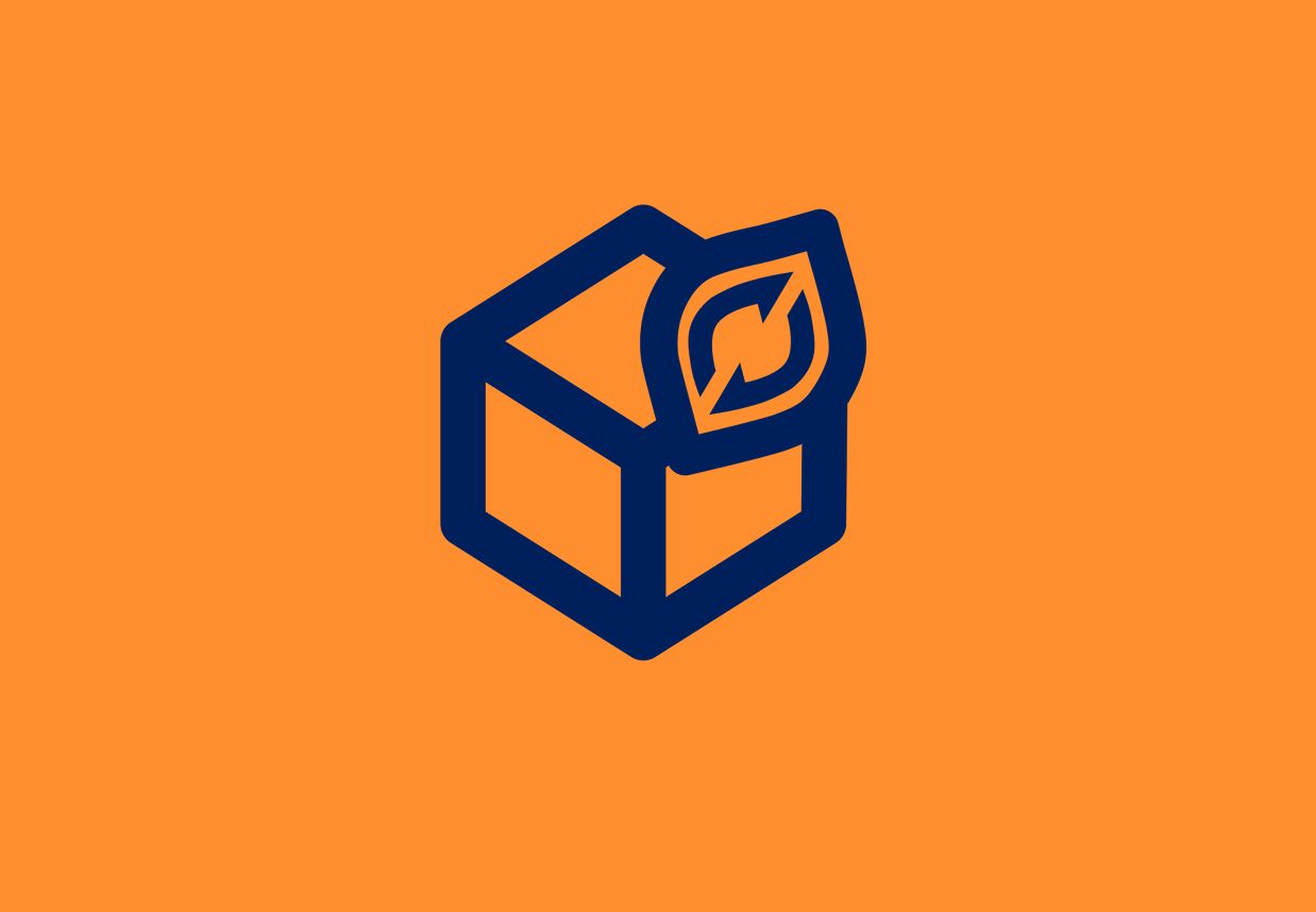 Icon logo airbus ecobox box avec feuille sur fond orange