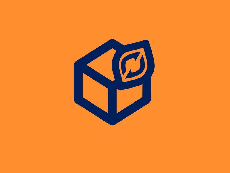 Icon logo airbus ecobox box avec feuille sur fond orange
