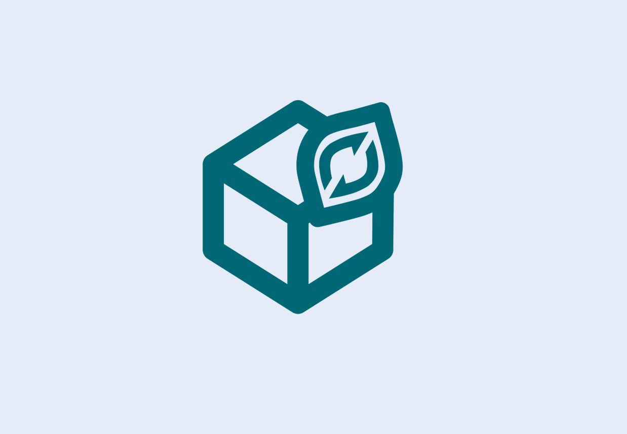 Icon logo airbus ecobox box avec feuille sur fond bleu clair