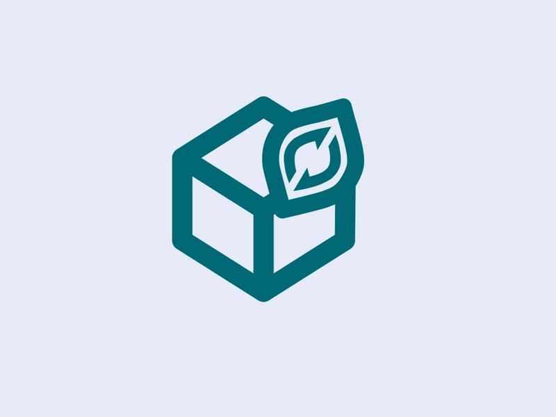 Icon logo airbus ecobox box avec feuille sur fond bleu clair