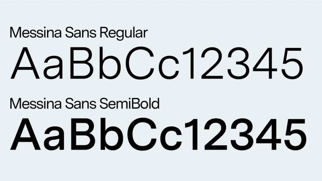 abc's set in messina sans regular, a san serif