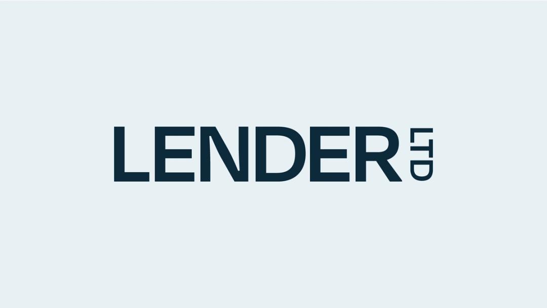 center aligned logo type that reads "Lender LTD"