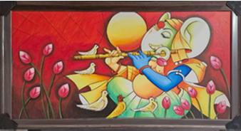  Ganesh flute hand painting 