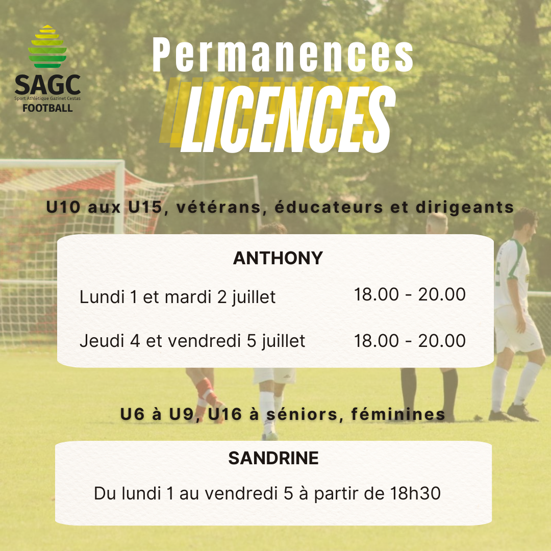 📣 Permanences Licences 📣