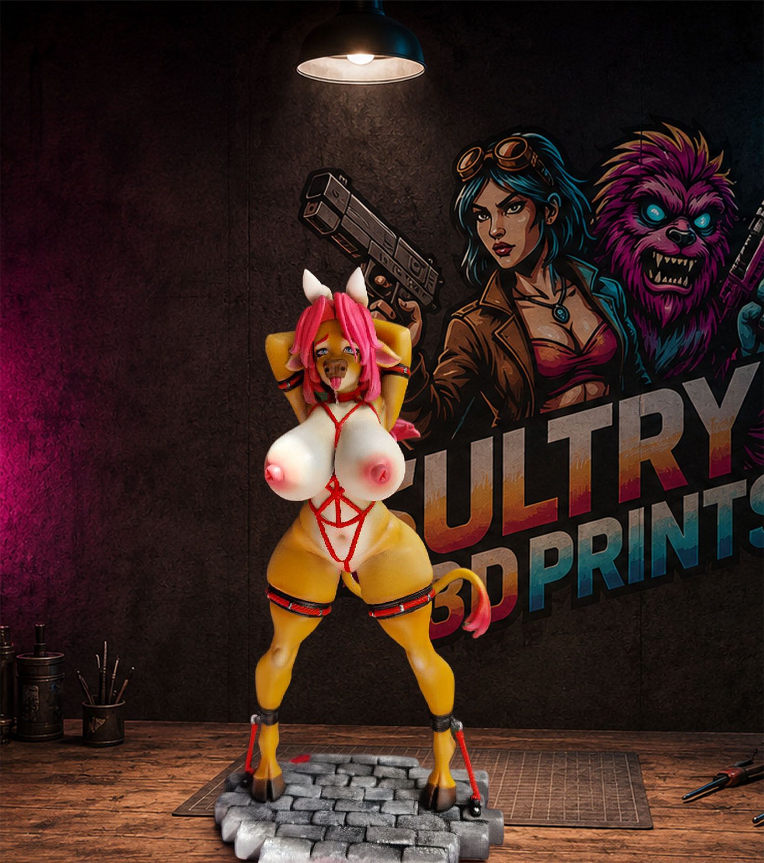 Bonnie Bovine Statue Monster Musume Fan Art by Officer Rhu