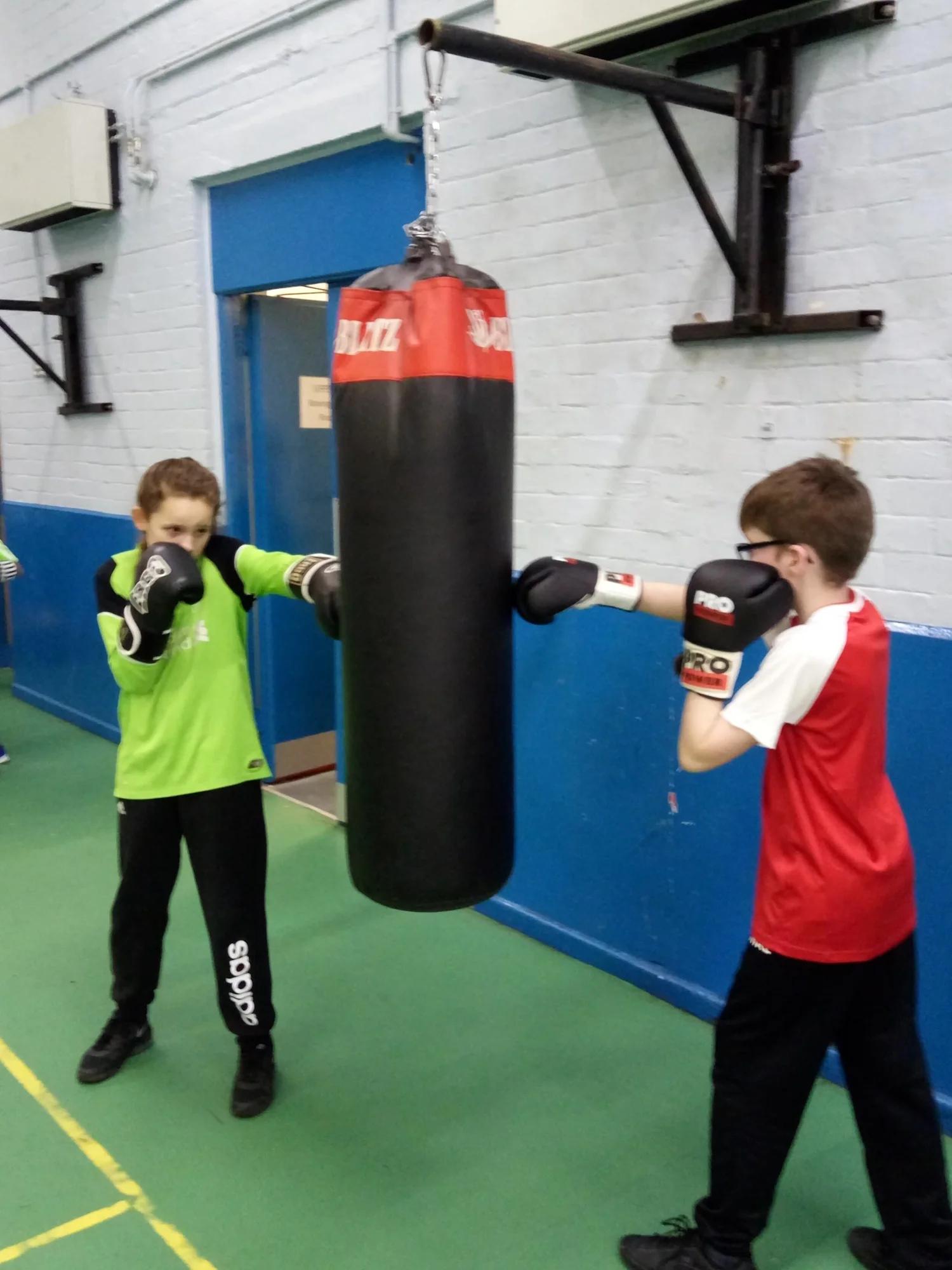 Young people at a boxing session