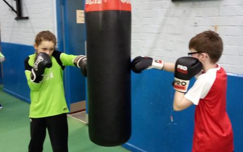 Young people at a boxing session
