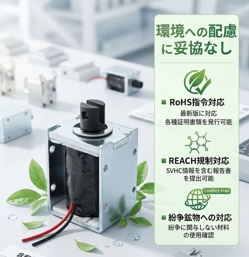 ソレノイドの品質と同じく、環境への配慮にも妥協はない。