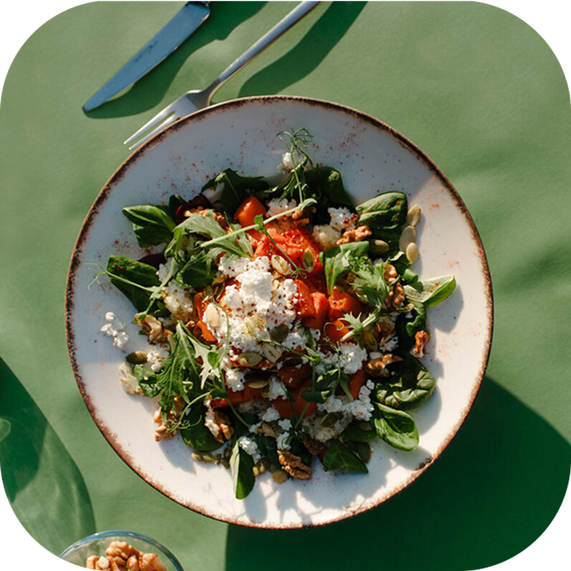 A plate with salad inside
