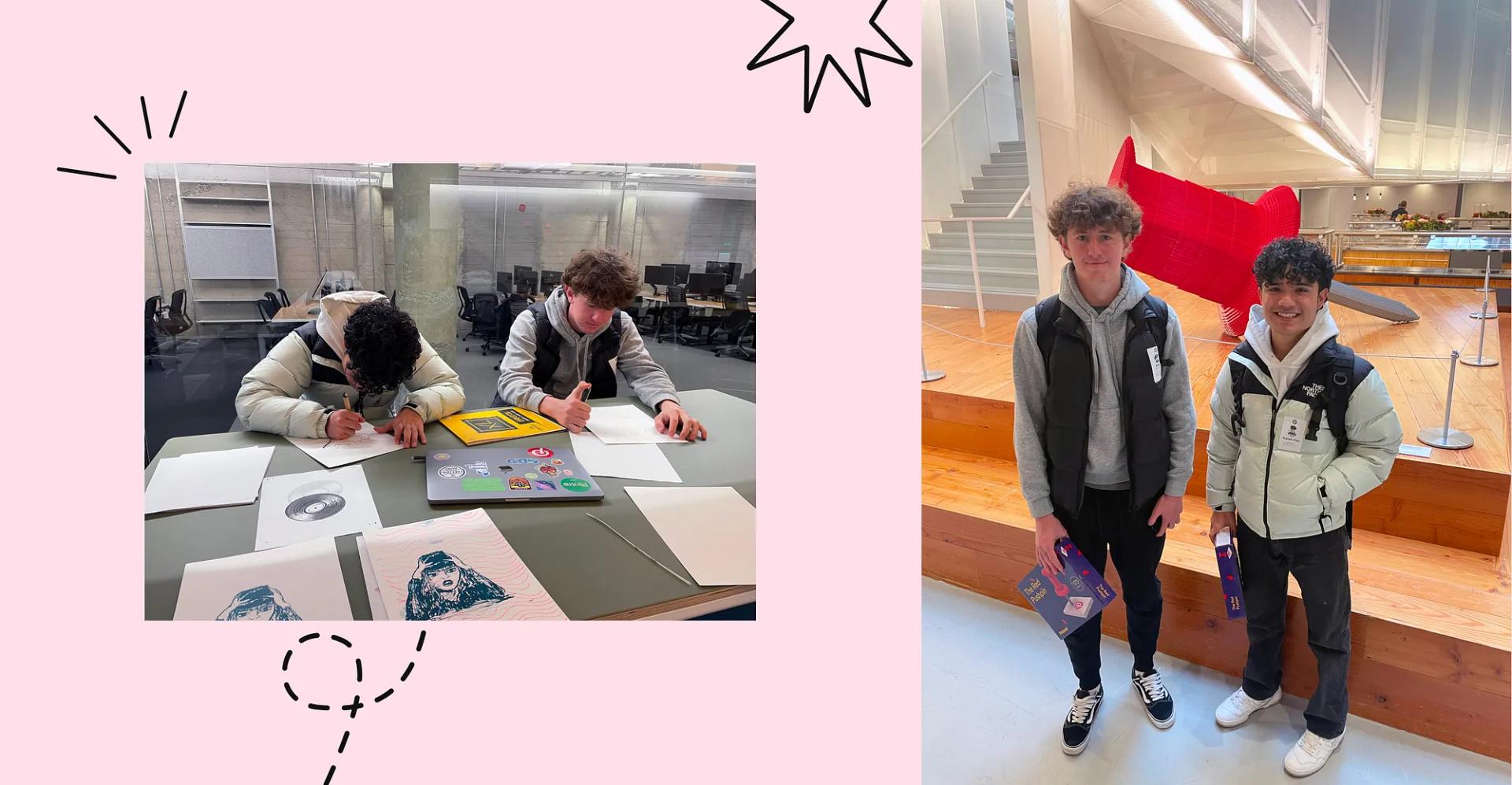 High schoolers during their job shadowing day at Pinterest headquarters in San Francisco