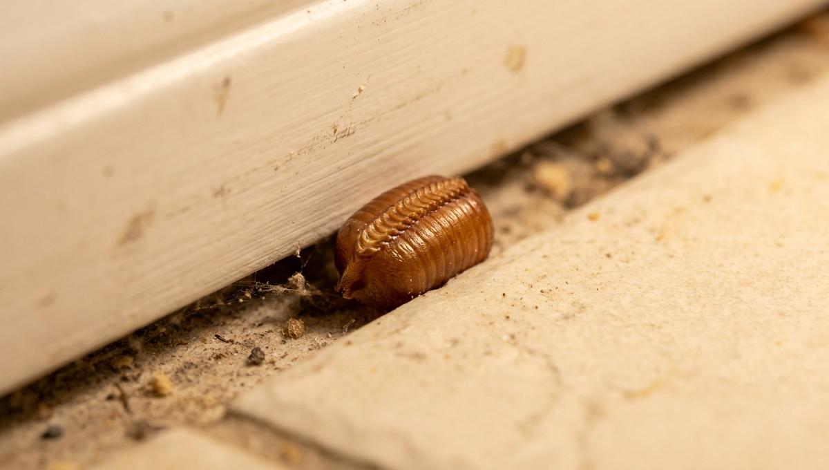 Ooteca de cucaracha junto a un zócalo