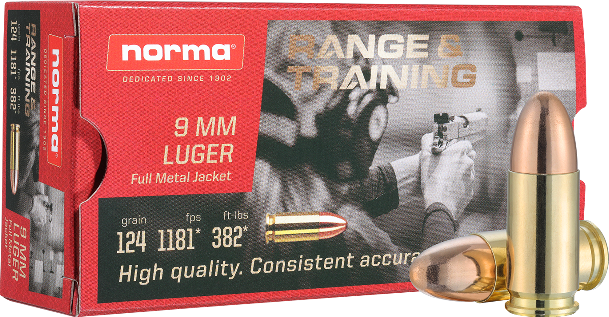 Norma 9 mm Luger FMJ Range & Training 124 gr – 620340050 – gyári termékfotó
