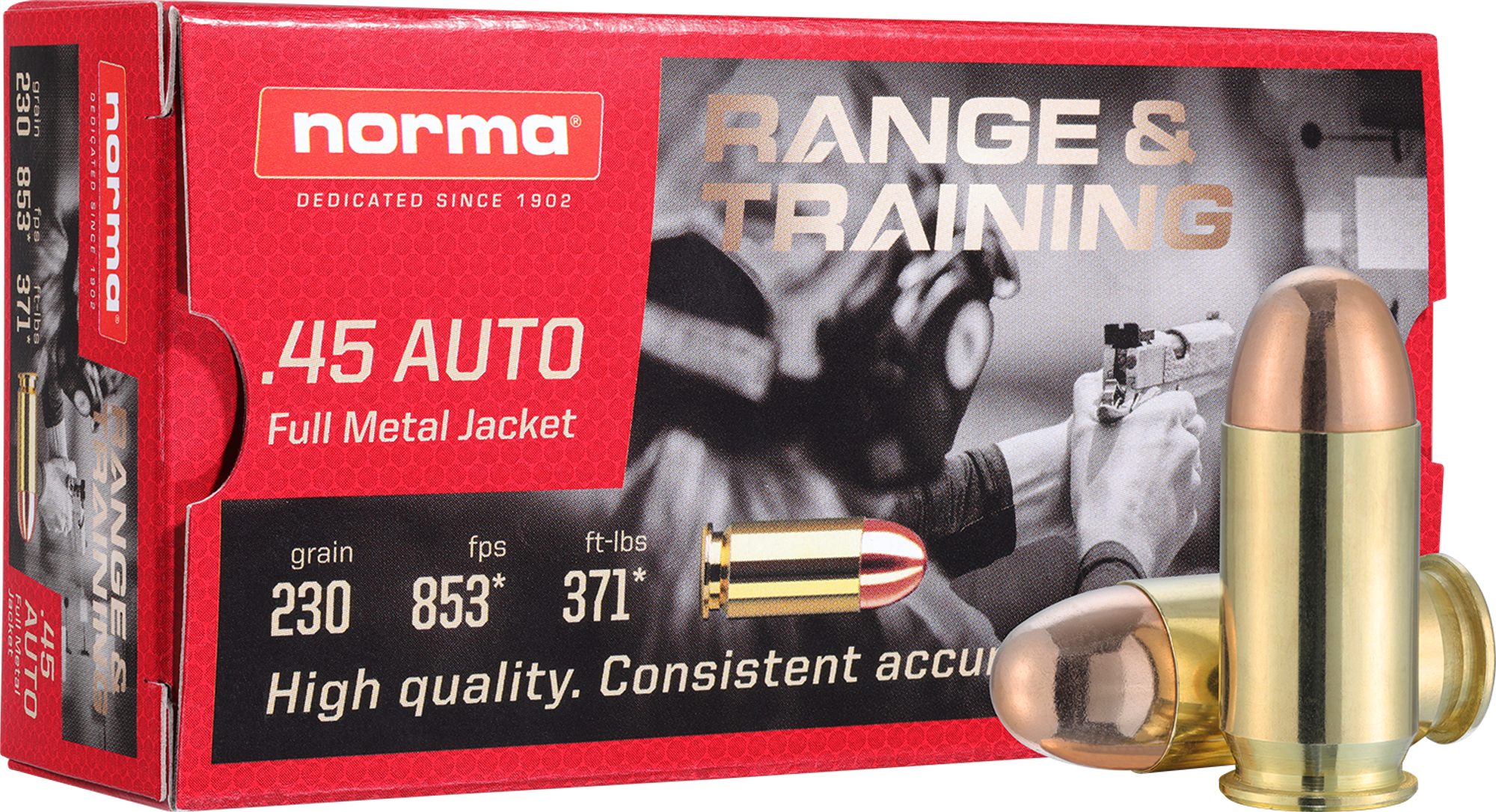 Norma .45 Auto FMJ Range & Training 14.9 g – 620840050 – gyári termékfotó