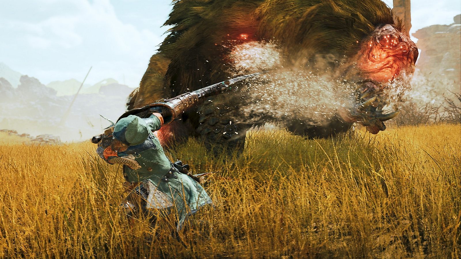 Hunter performing a Focus Strike on a wounded Doshaguma