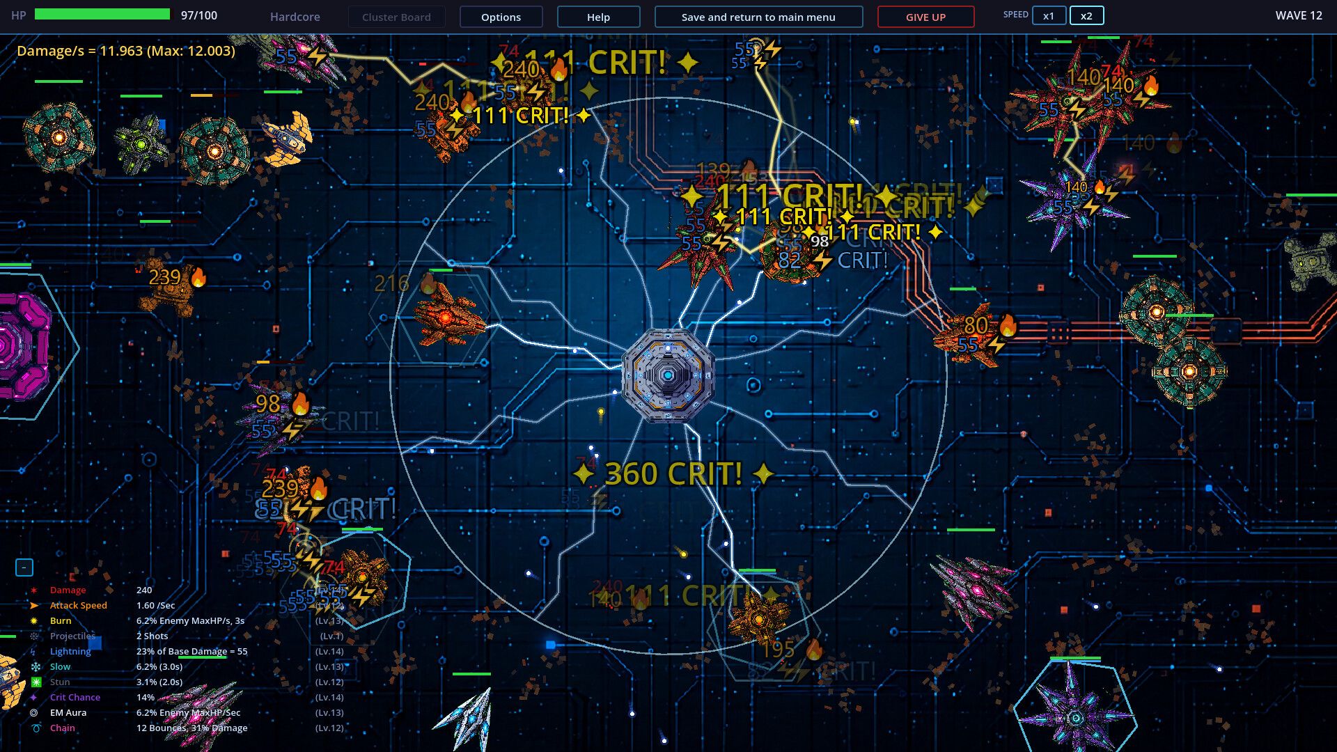 Cluster - Roguelike Tower Defense official Steam screenshot.