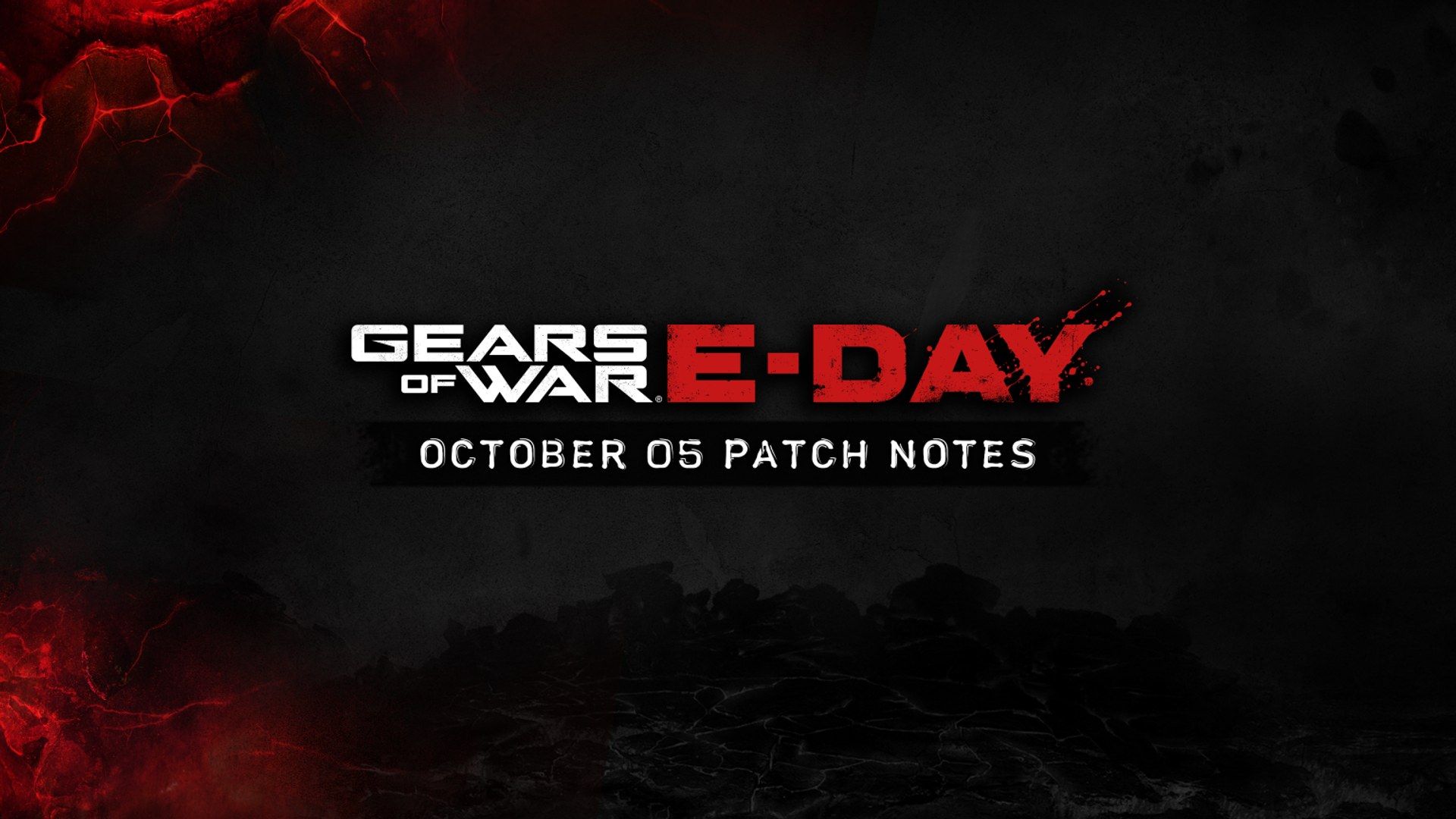 A squad faces Locust forces in rubble from official Gears of War: E-Day launch-week imagery.