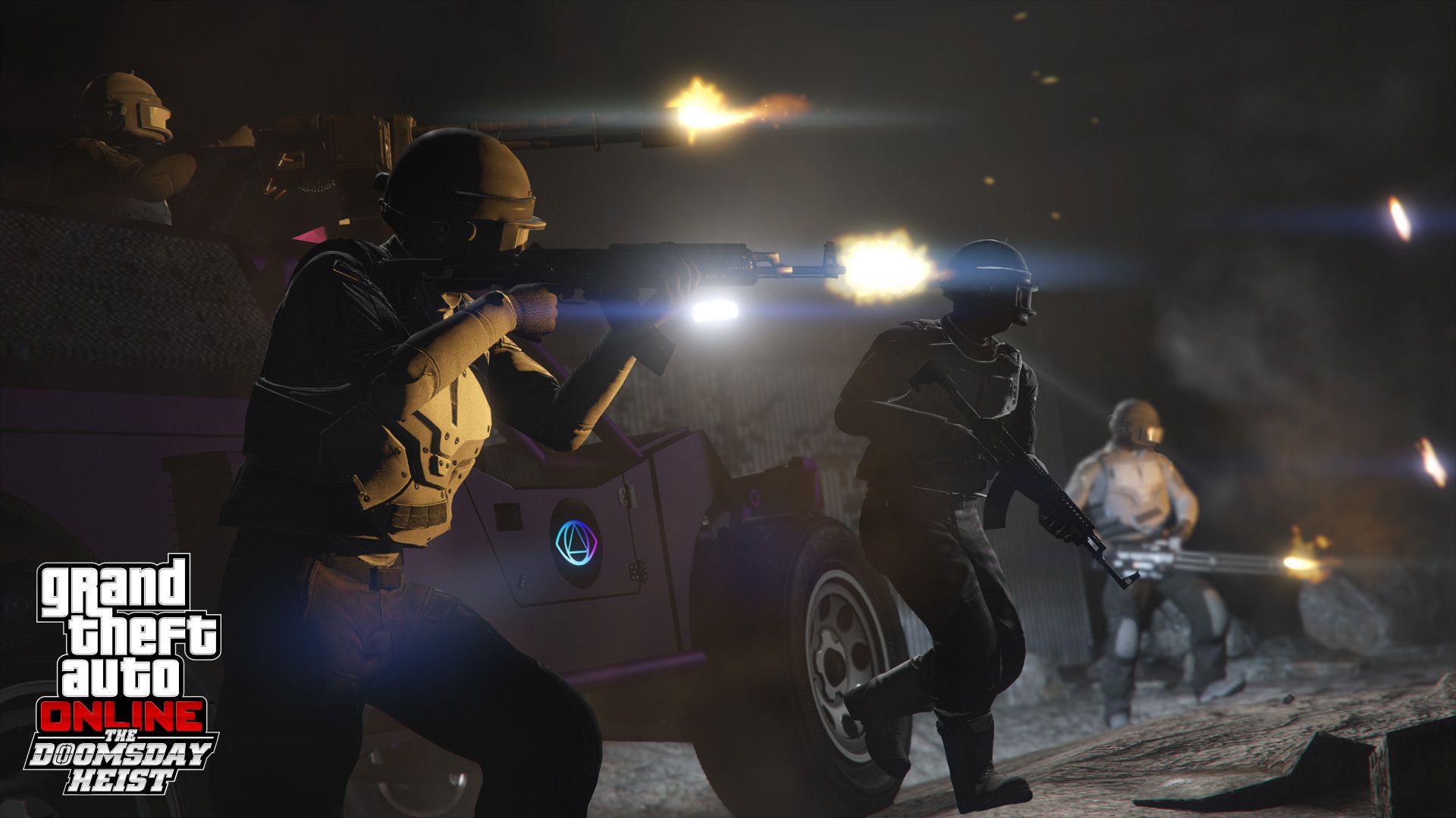 Players driving through Los Santos in Grand Theft Auto Online