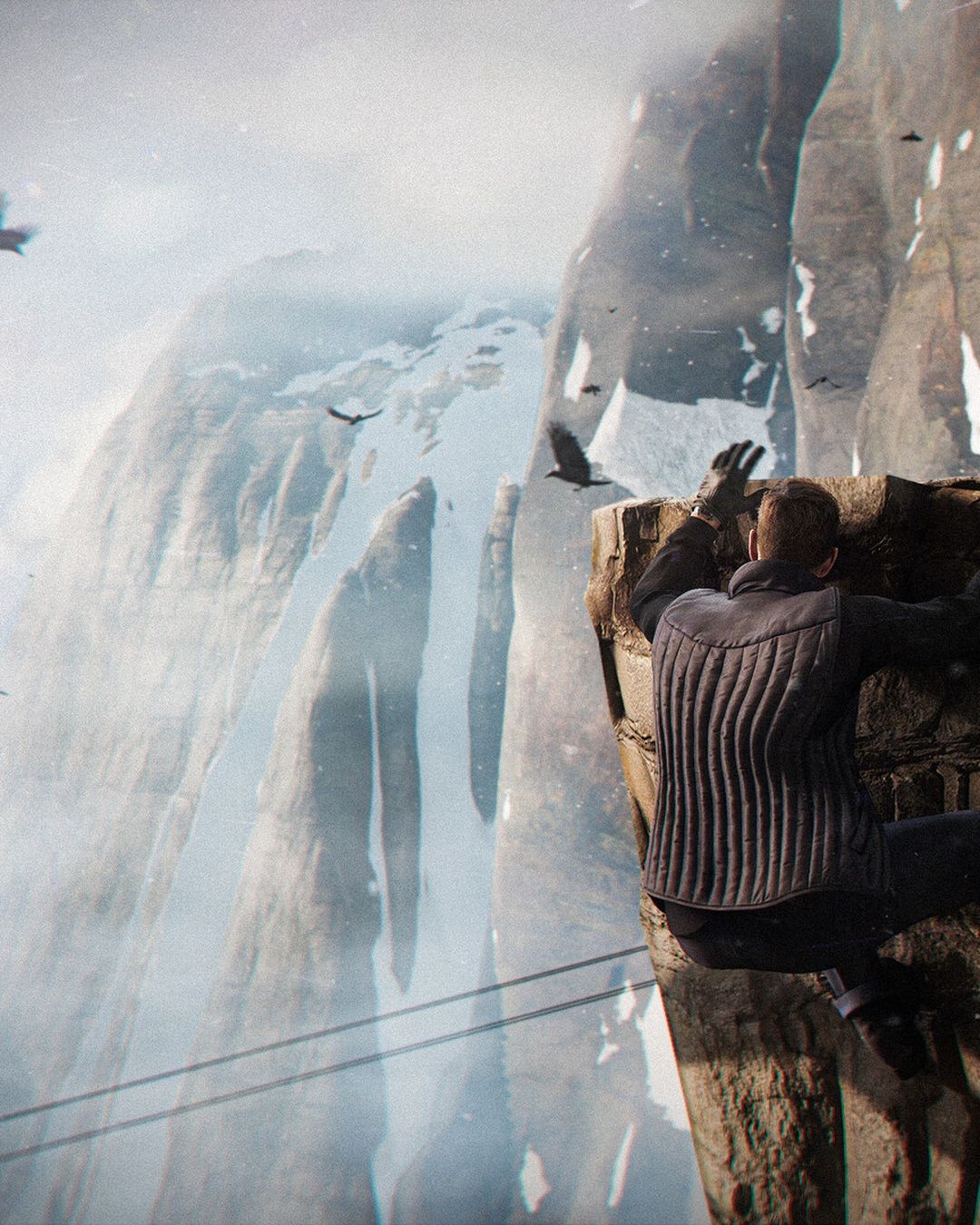 Bond climbs through a cliffside route in 007 First Light.
