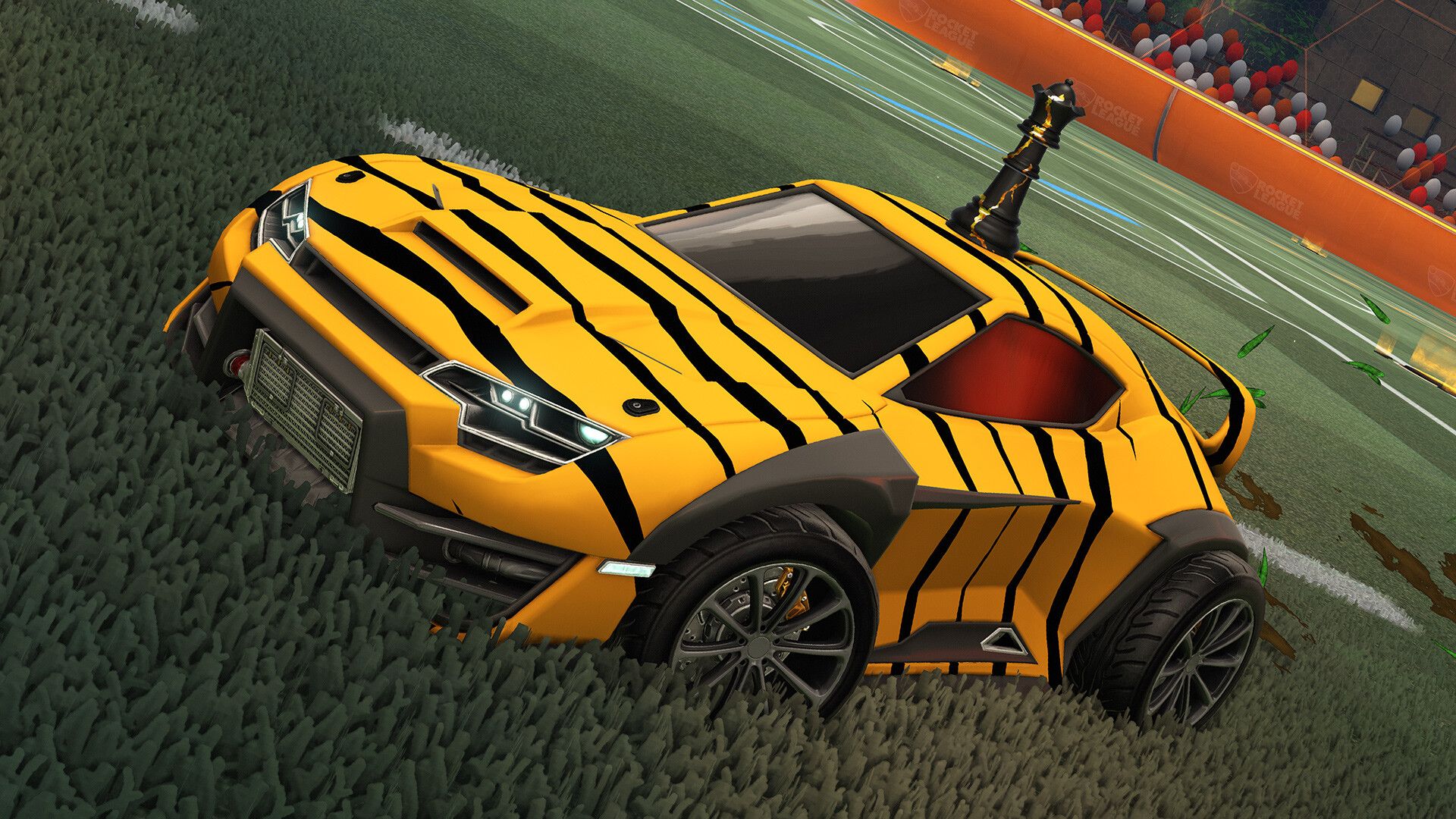 Rocket League cars contesting the ball