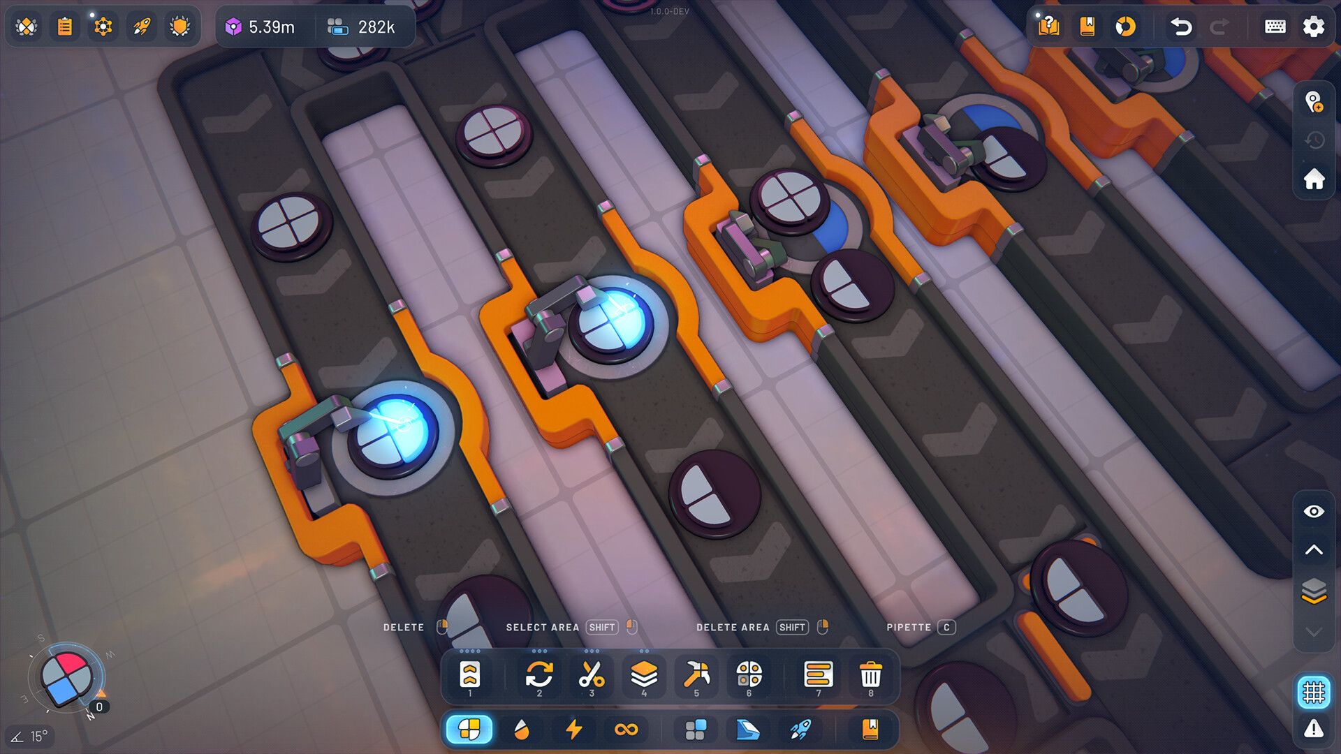 shapez 2 gameplay screenshot.