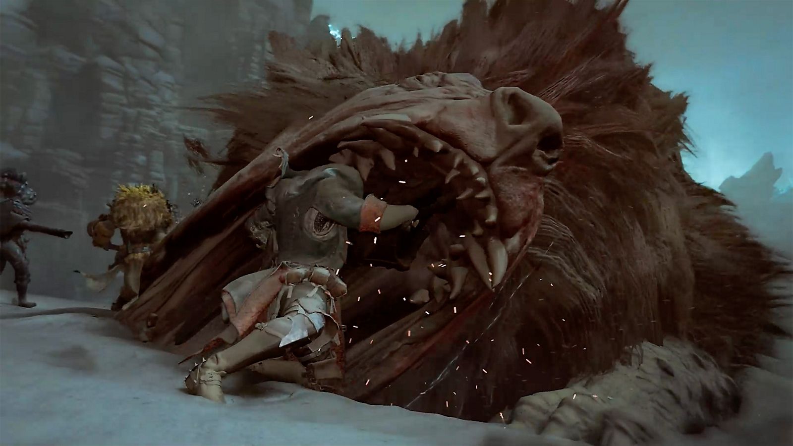 Hunter in a Power Clash with a Doshaguma