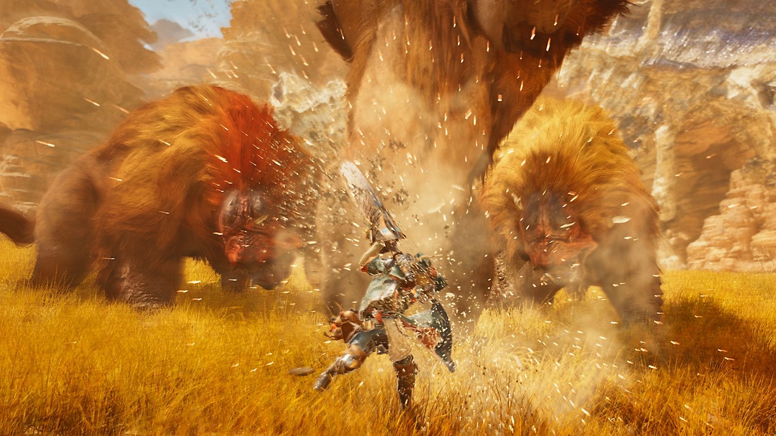 Hunter landing an Offset Attack against Doshaguma